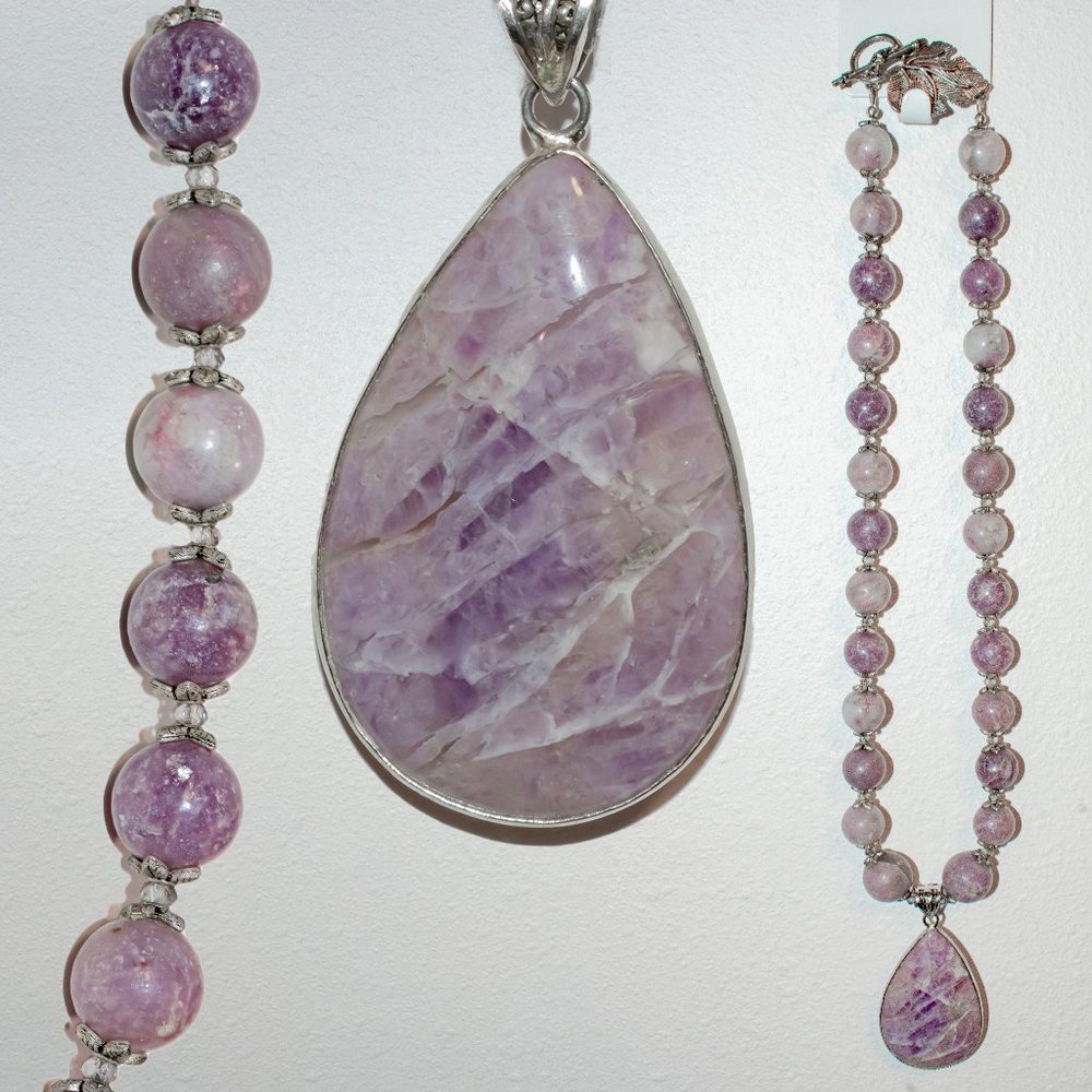 Amethyst Teardrop Pendant and Beads